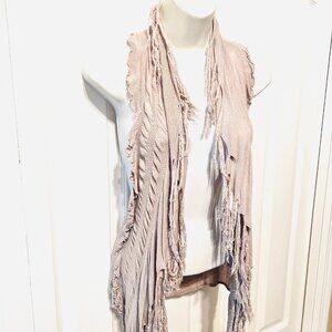 Buffalo by David Britton Arlynn-Women's Tan Open Front Fringe Cardigan/Vest-Med